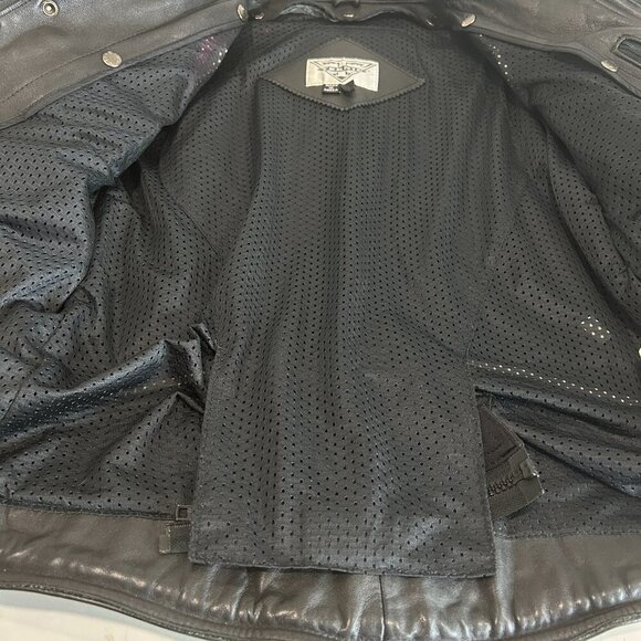 Vtg Teknic Black Leather Motorcycle Jacket Men’s Sz 40/50 Padded Biker Cafe Race - Picture 9 of 14